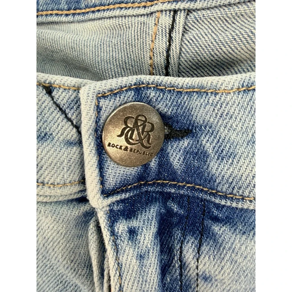 Rock & Republic Denim Rx Light Wash Raw Hem Jean Shorts Blue Womens Size 10